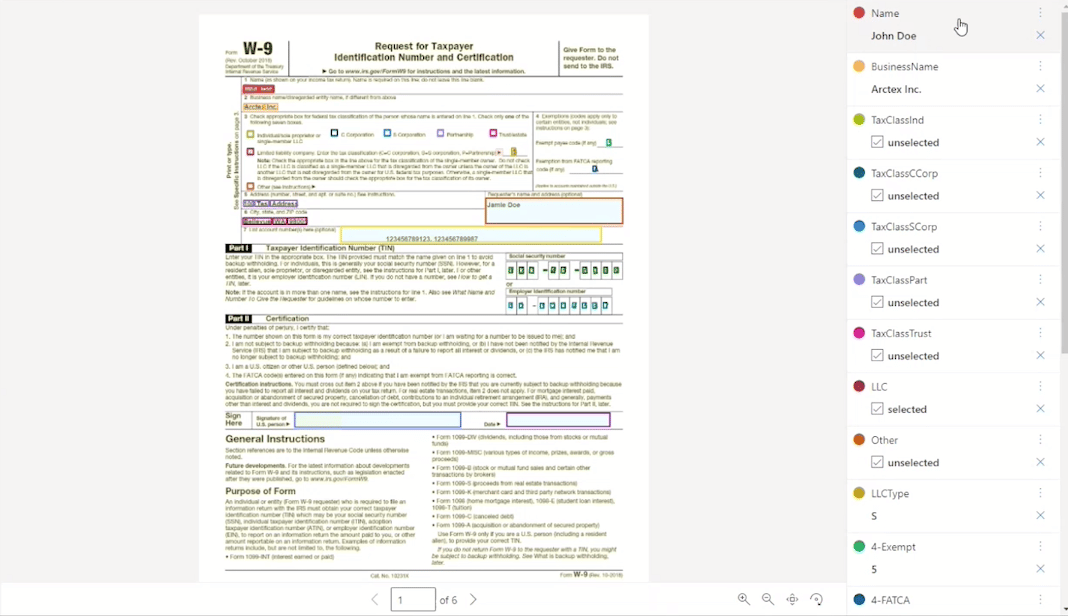 Screenshot shows an example of Form Recognizer, one of the AI capabilities announced at Microsoft Build 2022.