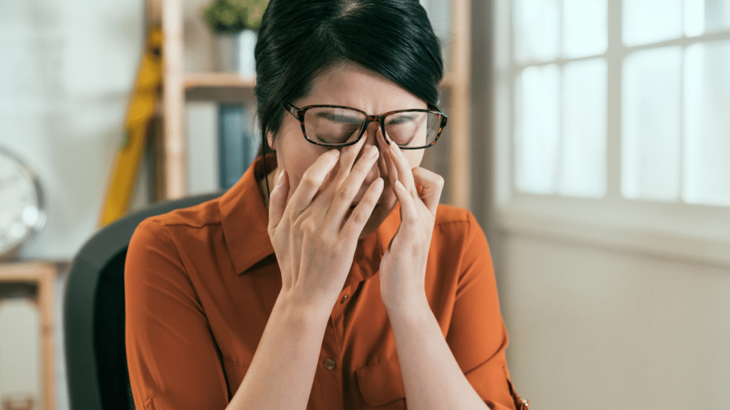 Image of a woman shows her stressed out.