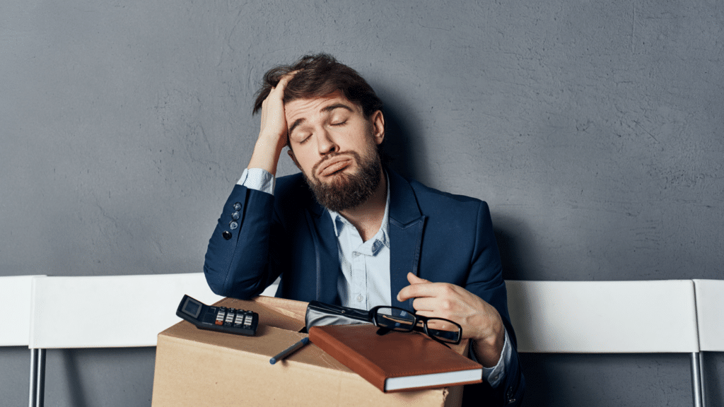 Image of a burnt out man ready to quit