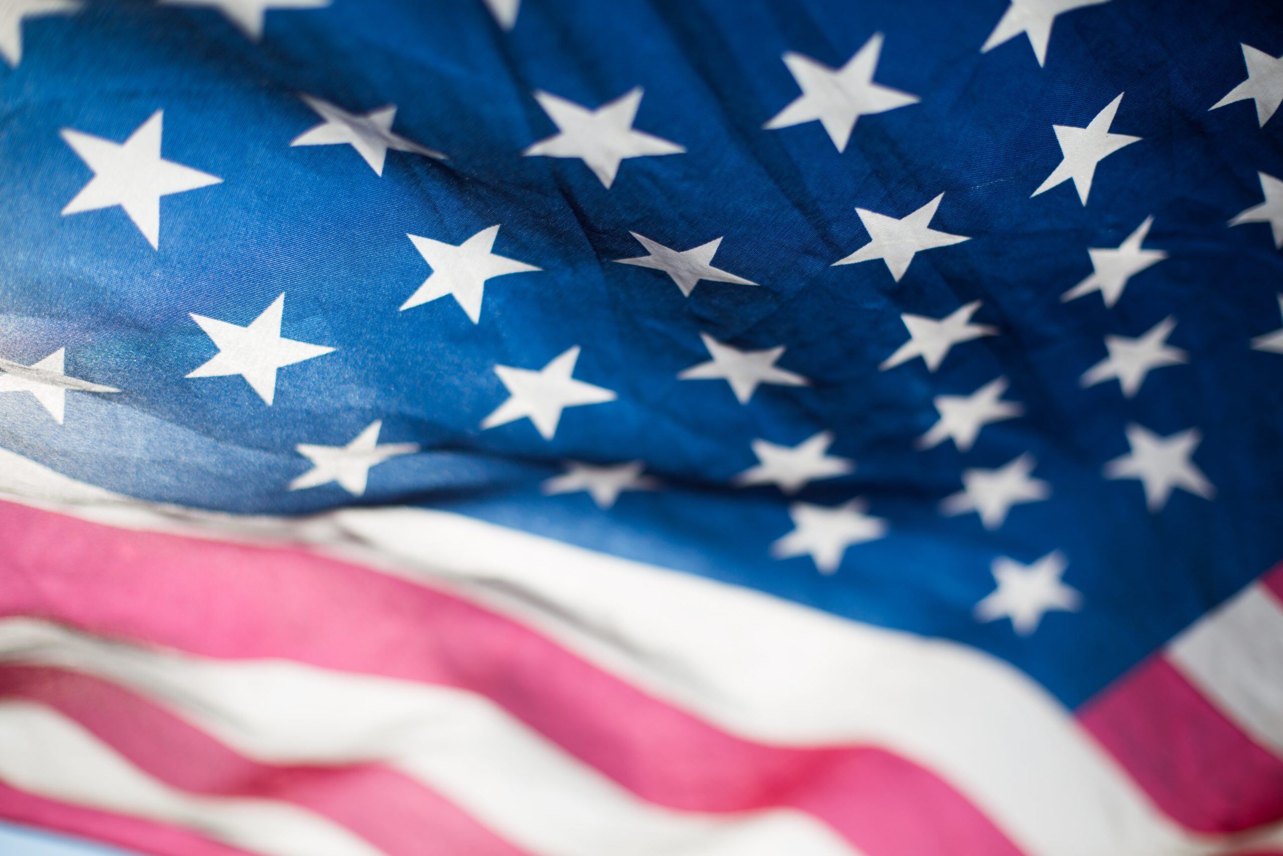 Close-up picture of an American flag represents democracy.