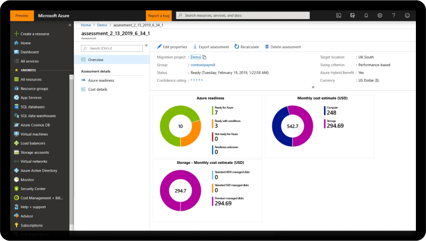 Screenshot of the Azure Cost Management blade.