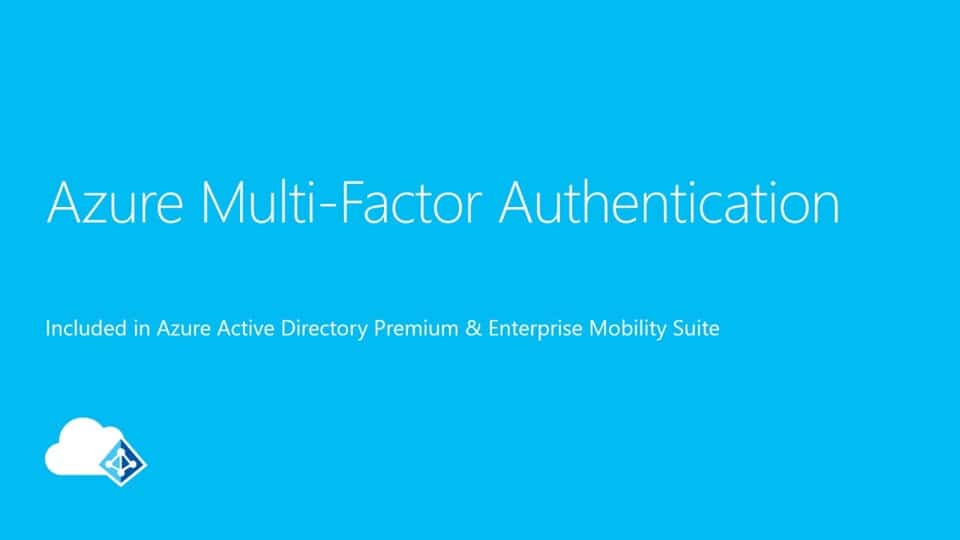 Images states that Azure Multi-Factor Authentication is included in Azure AD and Enterprise Mobilitiy Suite.