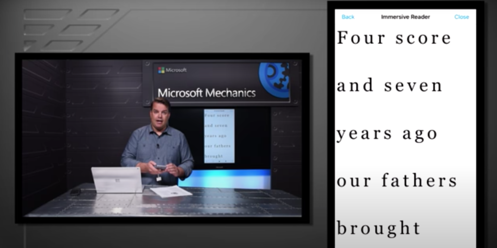 Video screenshot shows text enlarged and spaced out, making it much easier to read.