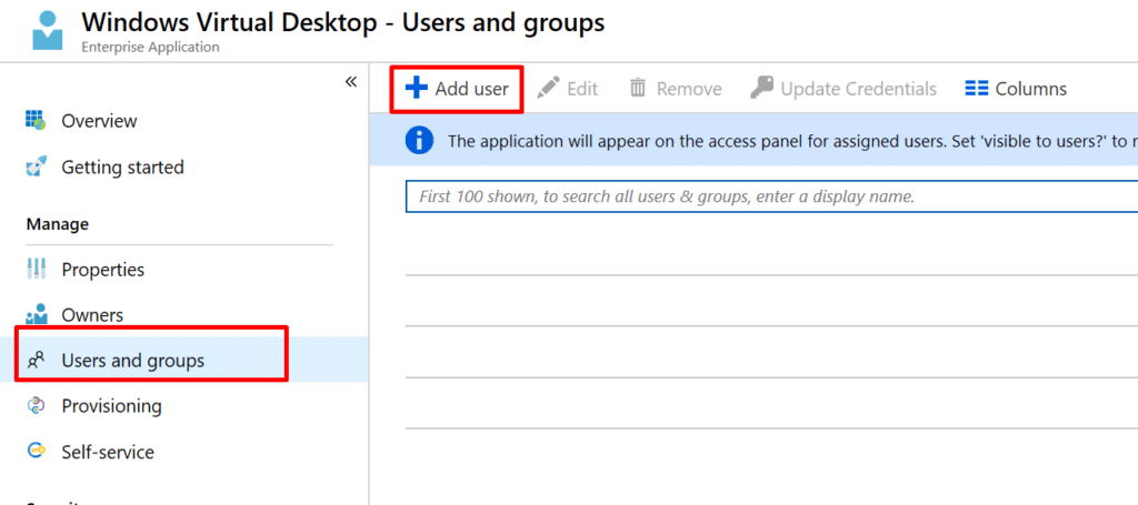 Deploy Windows Virtual Desktop Security Group Screen.