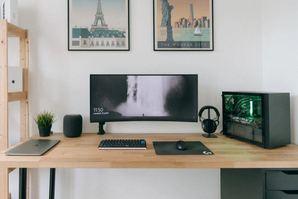 Image of a neat desk suggests ease and efficiency.